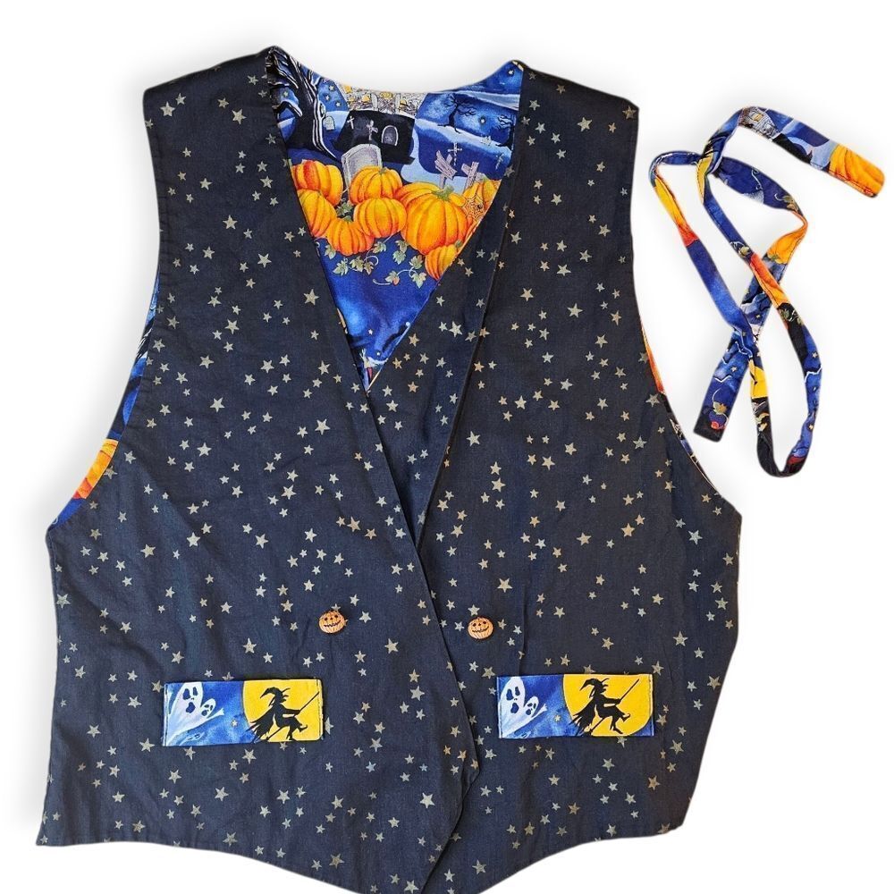 ๐โจโHandmade Vintage Reversible Halloween Vest โ Medium ๐ป - Picture 9 of 14
